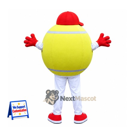 Tennis Ball Mascot Costume - Red Cap Tennis Ball Mascot Costume - Red Cap