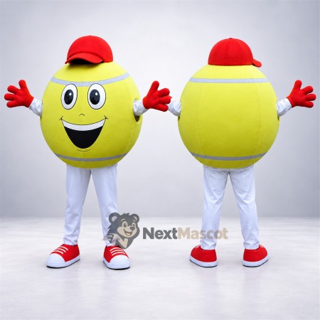 Tennis Ball Mascot Costume - Red Cap Tennis Ball Mascot Costume - Red Cap