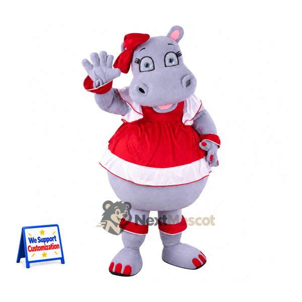 Hippo Mascot Costume - Red Dress