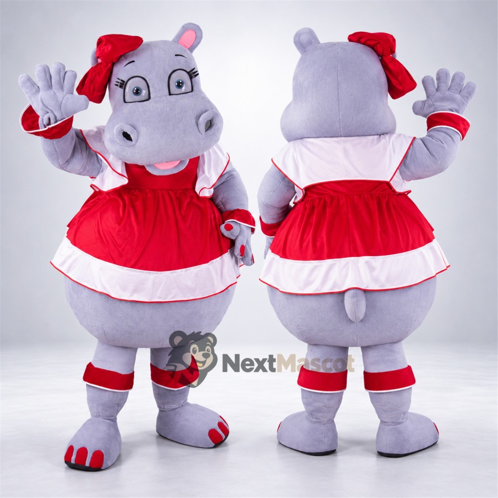 Hippo Mascot Costume - Red Dress Hippo Mascot Costume - Red Dress