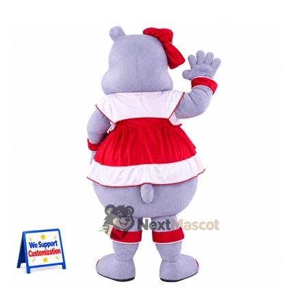 Hippo Mascot Costume - Red Dress Hippo Mascot Costume - Red Dress