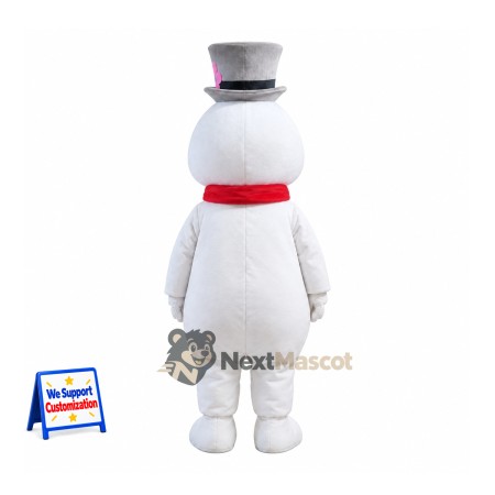 Snowman Mascot Costume - Silver Hat for Christmas Events Snowman Mascot Costume - Silver Hat for Christmas Events