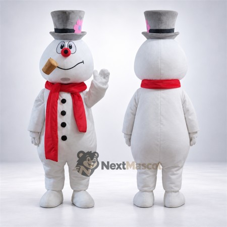 Snowman Mascot Costume - Silver Hat for Christmas Events Snowman Mascot Costume - Silver Hat for Christmas Events