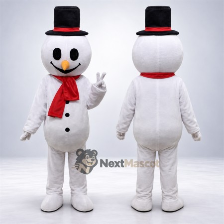 Snowman Mascot Costume - Black Hat for Christmas Events Snowman Mascot Costume - Black Hat for Christmas Events