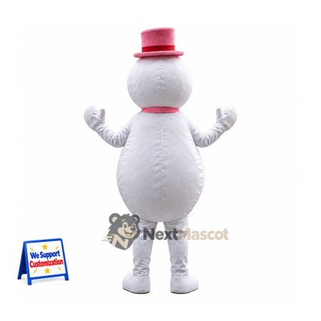 Snowman Mascot Costume - Pink Scarf Snowman Mascot Costume - Pink Scarf