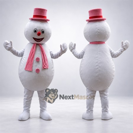 Snowman Mascot Costume - Pink Scarf Snowman Mascot Costume - Pink Scarf