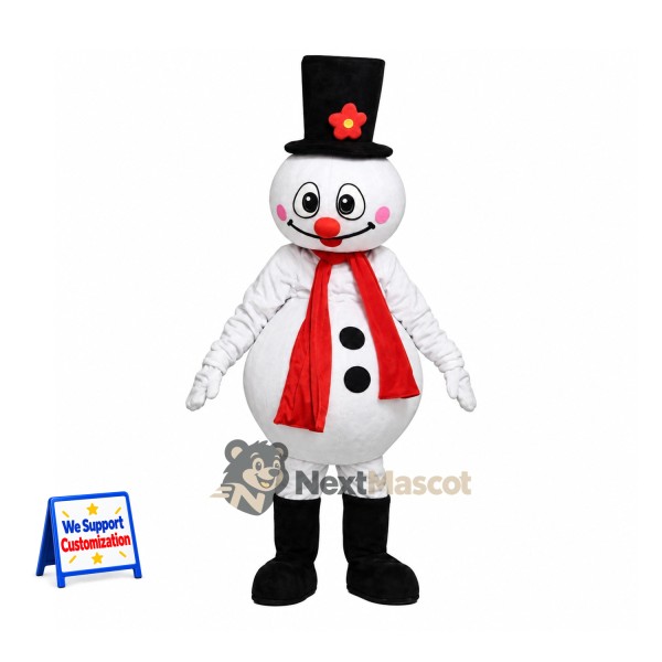 Snowman Mascot Costume - Black Hat for Christmas Parades