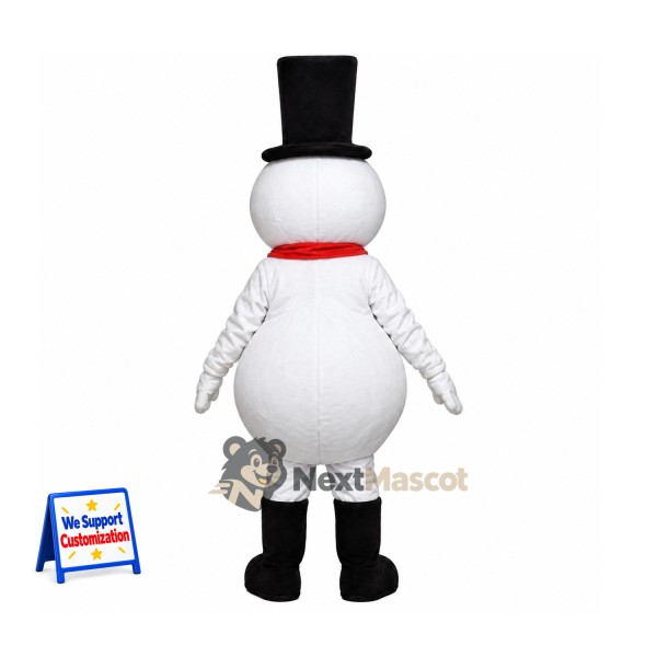 Snowman Mascot Costume - Black Hat for Christmas Parades Snowman Mascot Costume - Black Hat for Christmas Parades