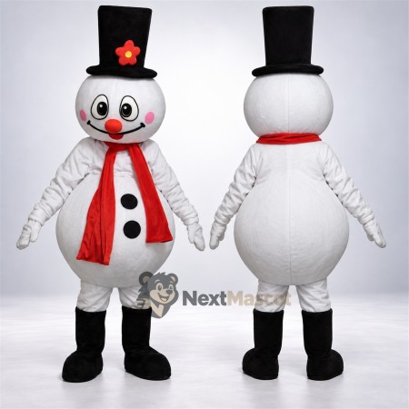 Snowman Mascot Costume - Black Hat for Christmas Parades Snowman Mascot Costume - Black Hat for Christmas Parades