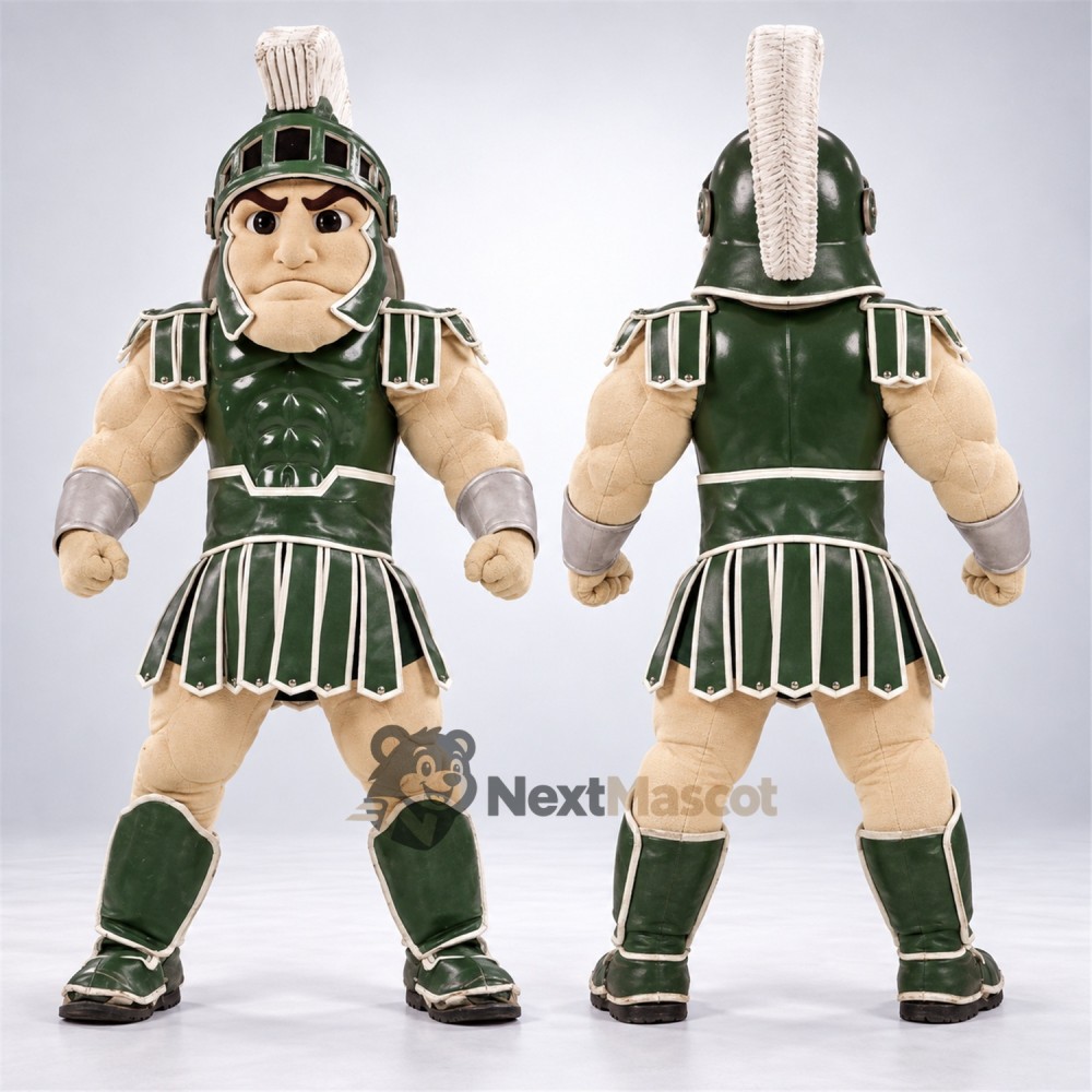 Spartan Warrior Mascot Costume - Green for Parades Spartan Warrior Mascot Costume - Green for Parades
