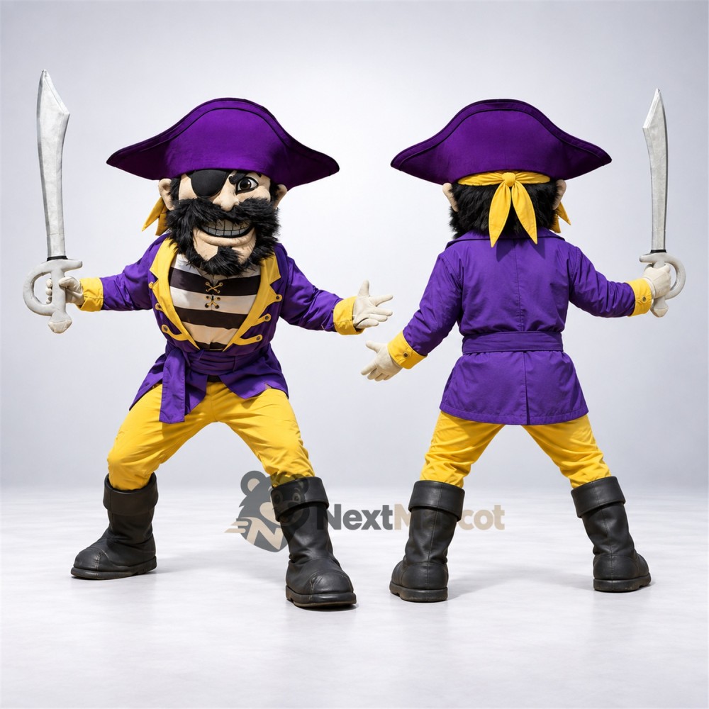 Pirate Mascot Costume - Purple Coat Pirate Mascot Costume - Purple Coat