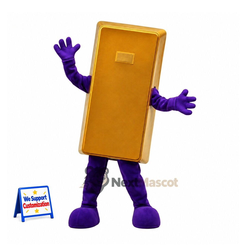 Gold Bar Mascot Costume - Purple Arms and Legs Gold Bar Mascot Costume - Purple Arms and Legs