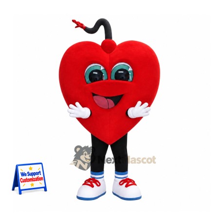 Heart Mascot Costume - Red, White Gloves and Sneakers Heart Mascot Costume - Red, White Gloves and Sneakers