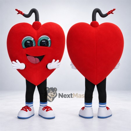 Heart Mascot Costume - Red, White Gloves and Sneakers Heart Mascot Costume - Red, White Gloves and Sneakers