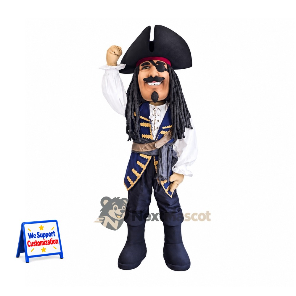 Pirate Captain Mascot Costume - Navy Coat Pirate Captain Mascot Costume - Navy Coat