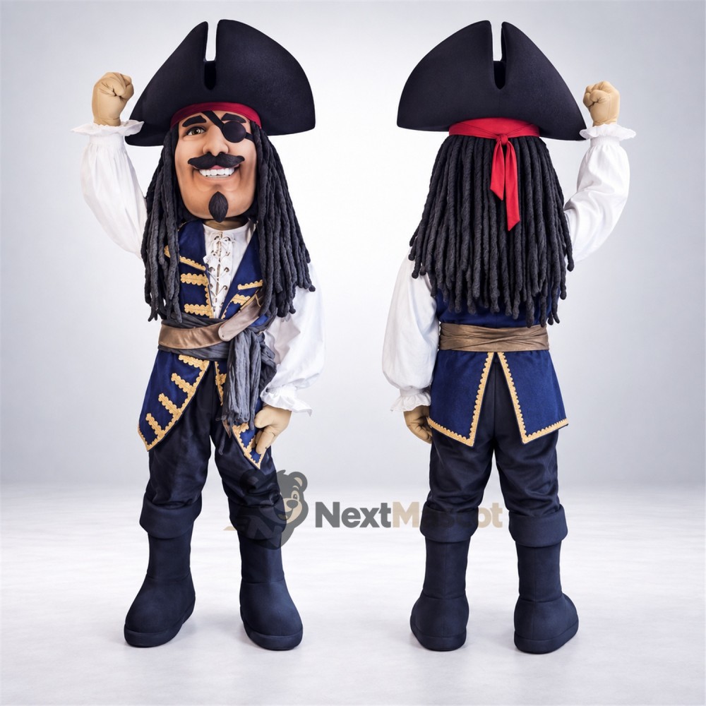 Pirate Captain Mascot Costume - Navy Coat Pirate Captain Mascot Costume - Navy Coat