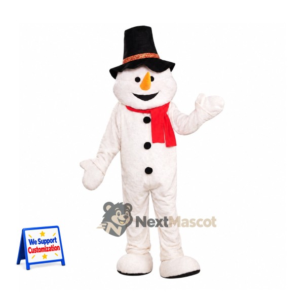 Snowman Mascot Costume - Black Hat for Christmas Parties