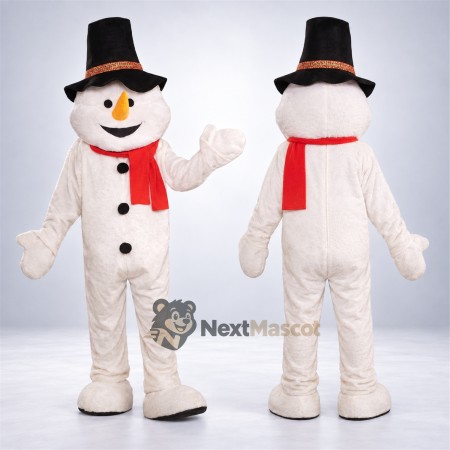 Snowman Mascot Costume - Black Hat for Christmas Parties Snowman Mascot Costume - Black Hat for Christmas Parties