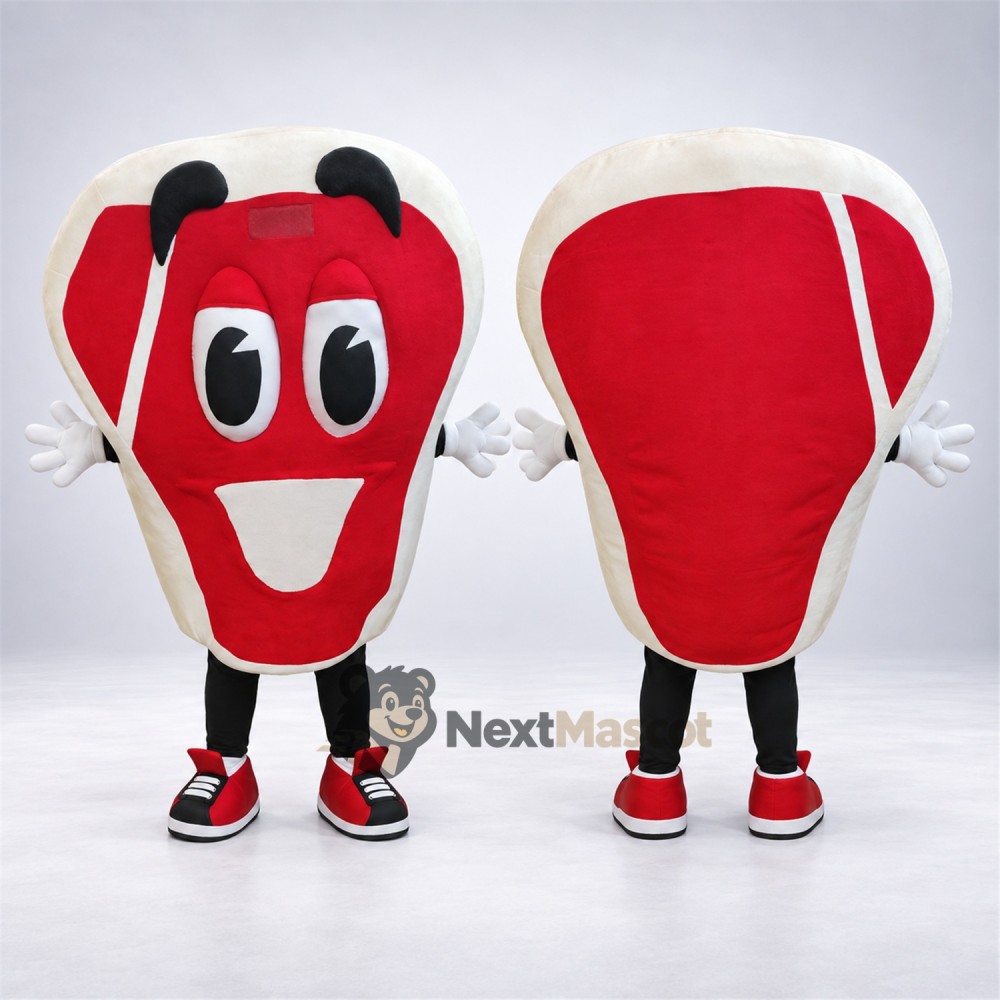Steak Mascot Costume for Food Festivals Steak Mascot Costume for Food Festivals