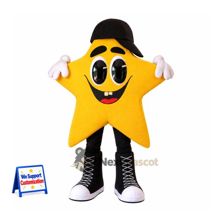 Star Mascot Costume - Yellow, Top Hat Star Mascot Costume - Yellow, Top Hat