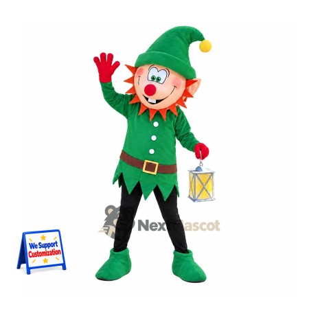 Christmas Elf Mascot Costume - Lantern Christmas Elf Mascot Costume - Lantern