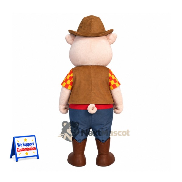Pig Mascot Costume - Cowboy Outfit Pig Mascot Costume - Cowboy Outfit