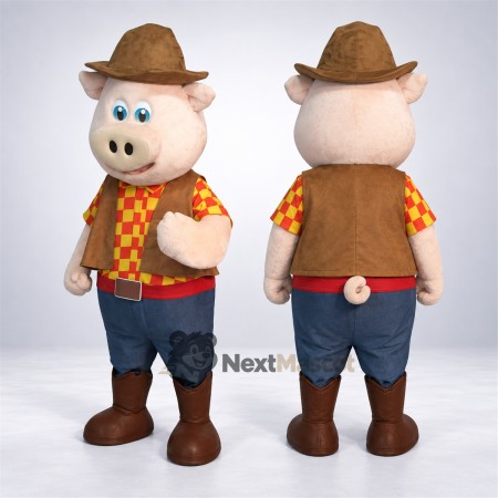 Pig Mascot Costume - Cowboy Outfit Pig Mascot Costume - Cowboy Outfit