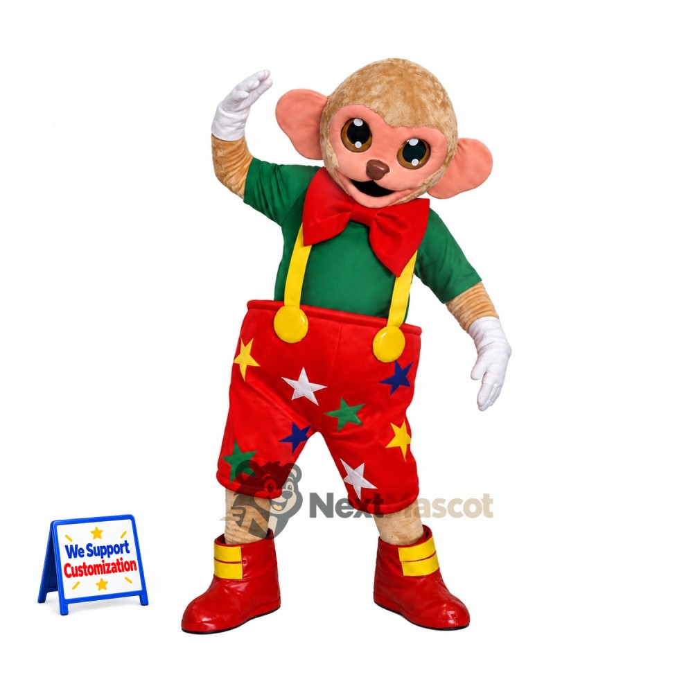 Clown Mascot Costume - Red Overalls Clown Mascot Costume - Red Overalls