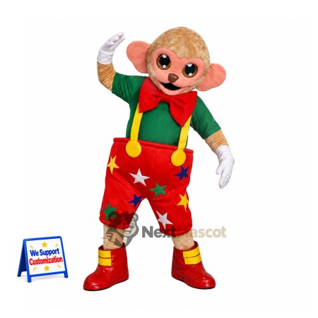 Clown Mascot Costume - Red Overalls Clown Mascot Costume - Red Overalls