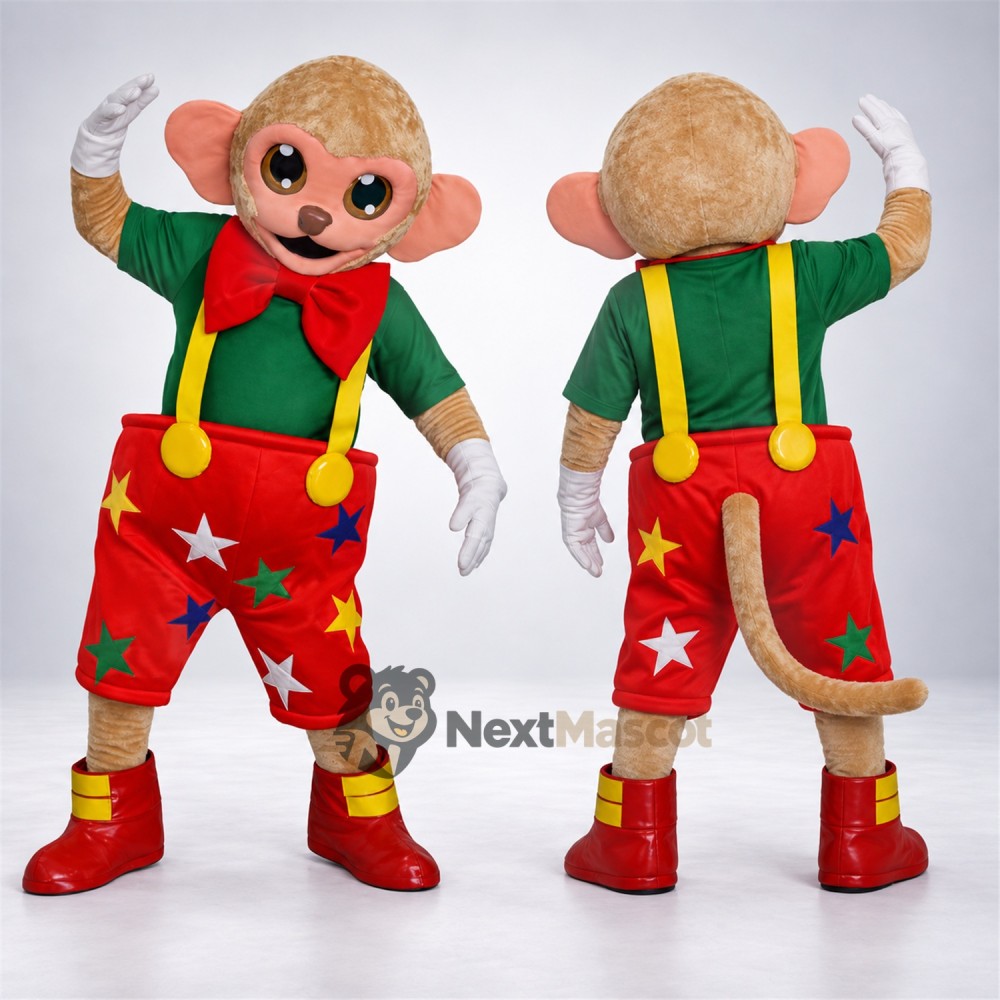 Clown Mascot Costume - Red Overalls Clown Mascot Costume - Red Overalls