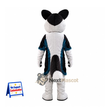 Husky Mascot Costume - White, Teal Vest Husky Mascot Costume - White, Teal Vest