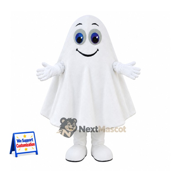 Ghost Mascot Costume - White