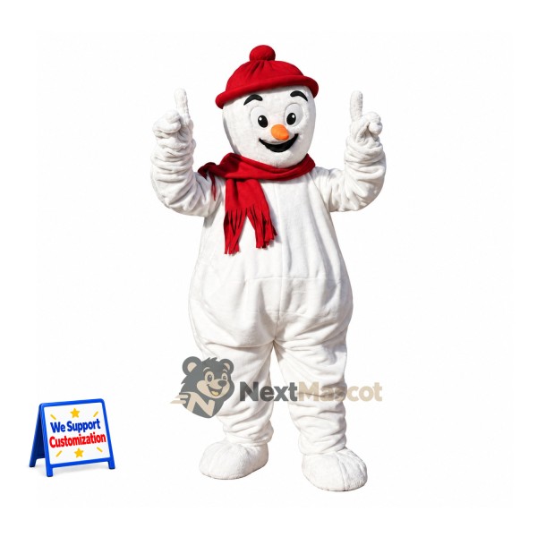 Snowman Mascot Costume - Red Hat