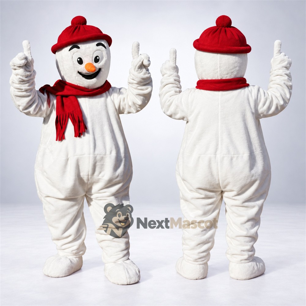 Snowman Mascot Costume - Red Hat Snowman Mascot Costume - Red Hat