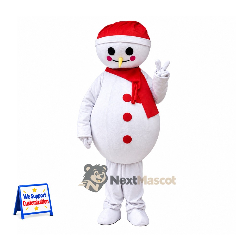 Snowman Mascot Costume - Santa Hat for Christmas Events Snowman Mascot Costume - Santa Hat for Christmas Events