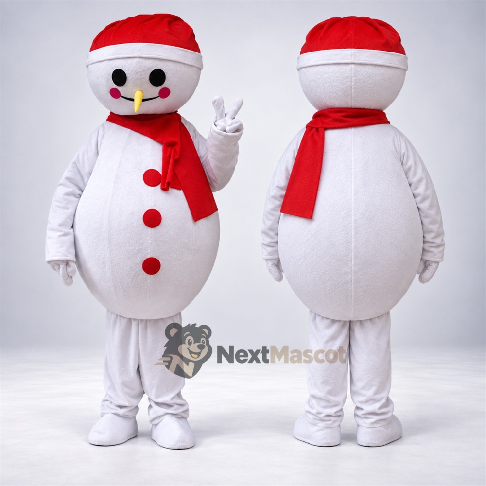 Snowman Mascot Costume - Santa Hat for Christmas Events Snowman Mascot Costume - Santa Hat for Christmas Events
