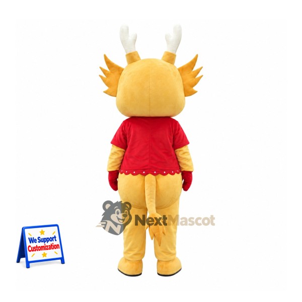 Dragon Mascot Costume - Yellow, Red Shirt Dragon Mascot Costume - Yellow, Red Shirt