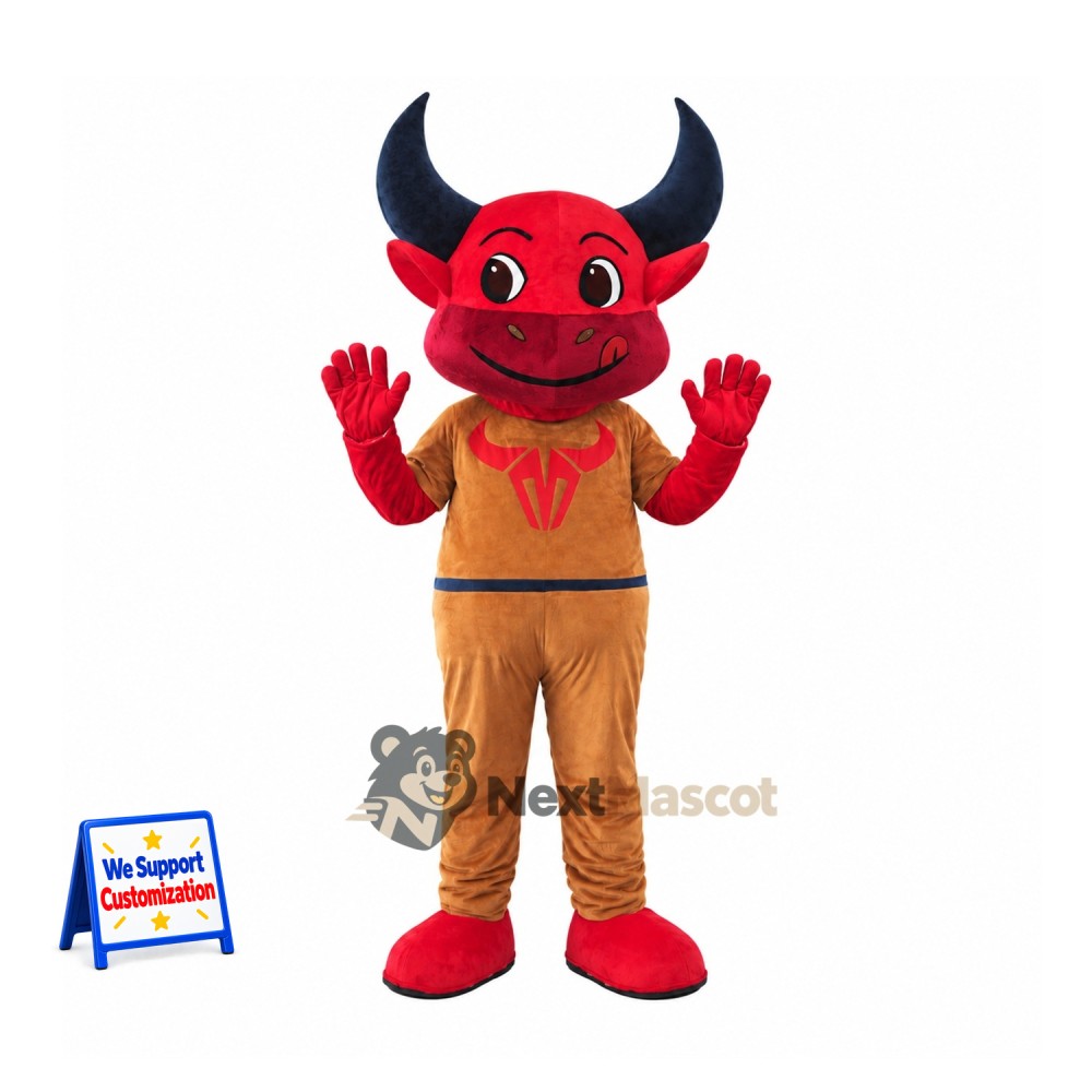 Bull Mascot Costume - Red, Brown Pants Bull Mascot Costume - Red, Brown Pants