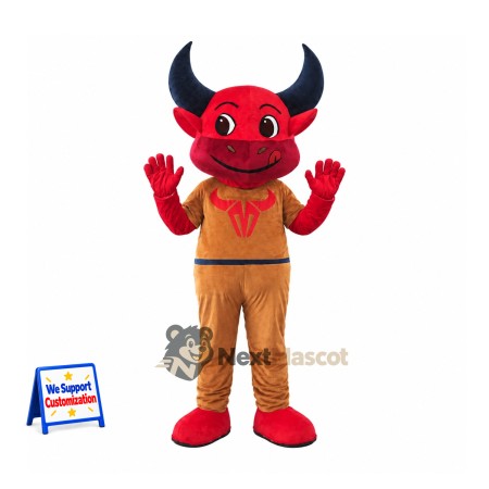 Bull Mascot Costume - Red, Brown Pants Bull Mascot Costume - Red, Brown Pants