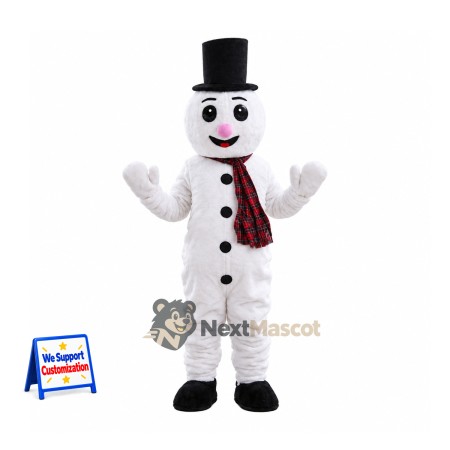 Snowman Mascot Costume - Black Hat for Christmas Photos Snowman Mascot Costume - Black Hat for Christmas Photos
