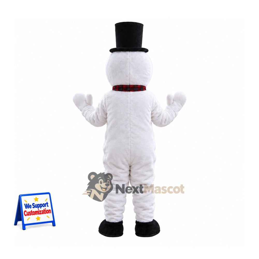 Snowman Mascot Costume - Black Hat for Christmas Photos Snowman Mascot Costume - Black Hat for Christmas Photos
