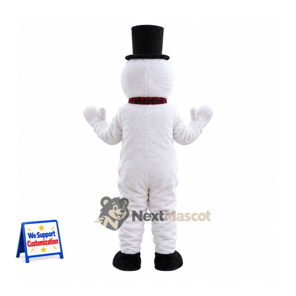 Snowman Mascot Costume - Black Hat for Christmas Photos Snowman Mascot Costume - Black Hat for Christmas Photos