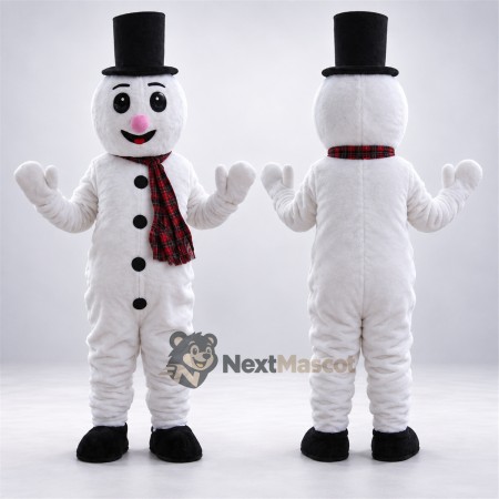Snowman Mascot Costume - Black Hat for Christmas Photos Snowman Mascot Costume - Black Hat for Christmas Photos