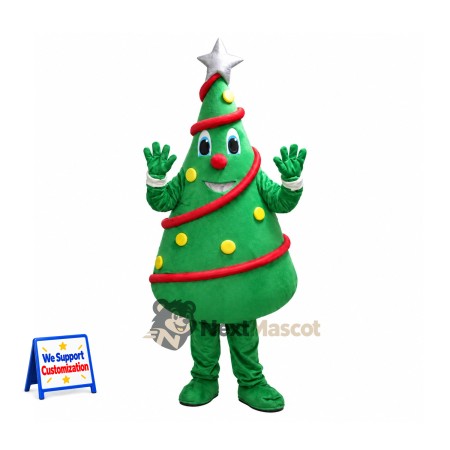 Christmas Tree Mascot Costume - Yellow Garland Christmas Tree Mascot Costume - Yellow Garland