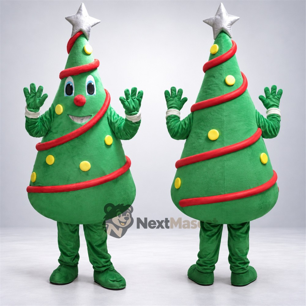 Christmas Tree Mascot Costume - Yellow Garland Christmas Tree Mascot Costume - Yellow Garland
