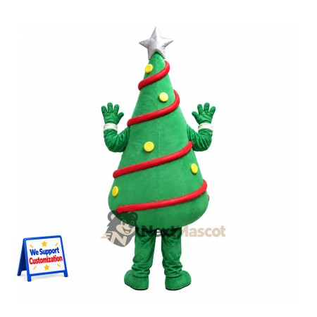 Christmas Tree Mascot Costume - Yellow Garland Christmas Tree Mascot Costume - Yellow Garland