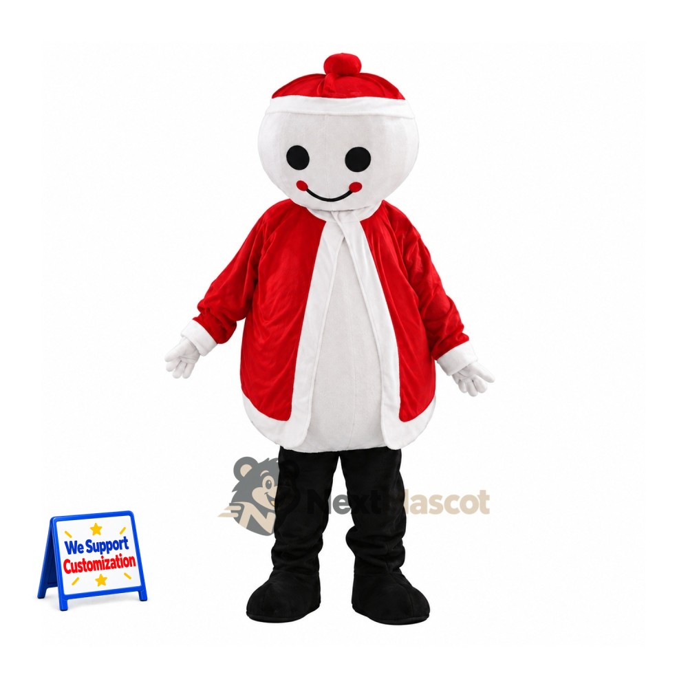 Snowman Mascot Costume - Red Coat and Black Boots Snowman Mascot Costume - Red Coat and Black Boots