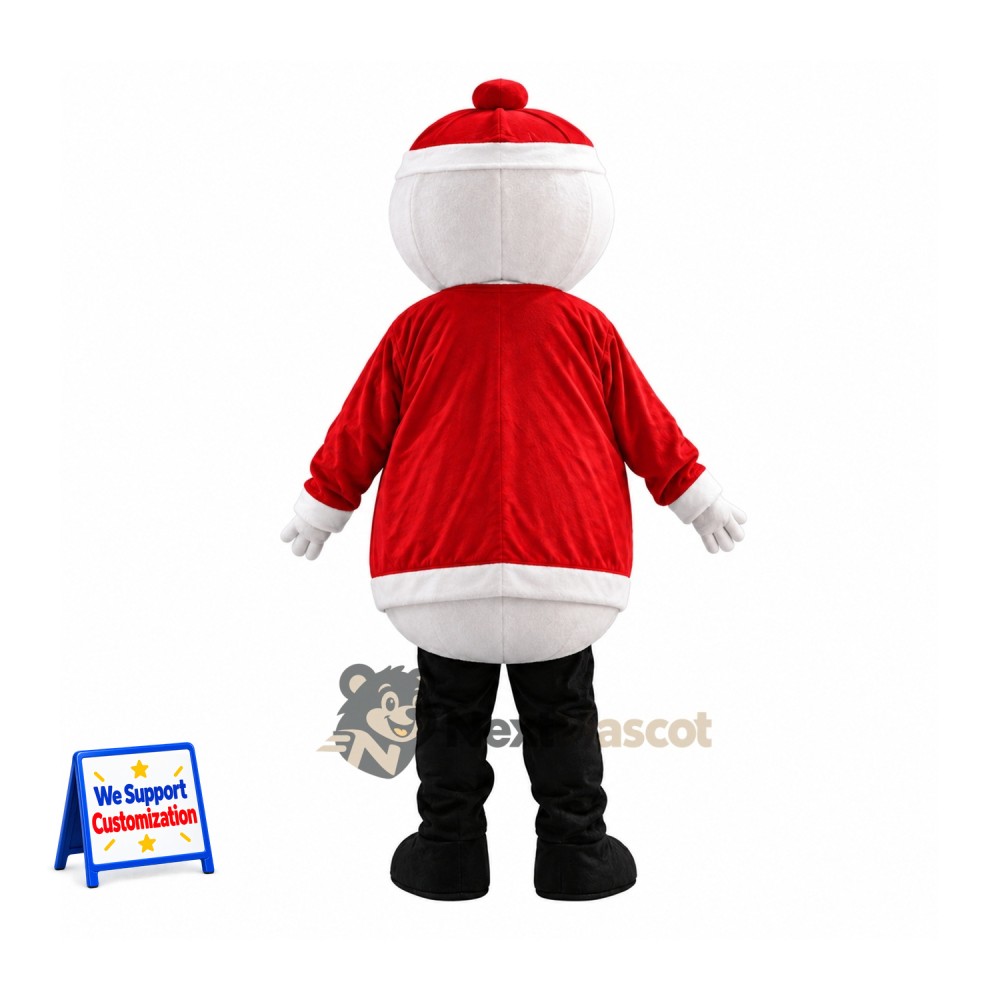 Snowman Mascot Costume - Red Coat and Black Boots Snowman Mascot Costume - Red Coat and Black Boots