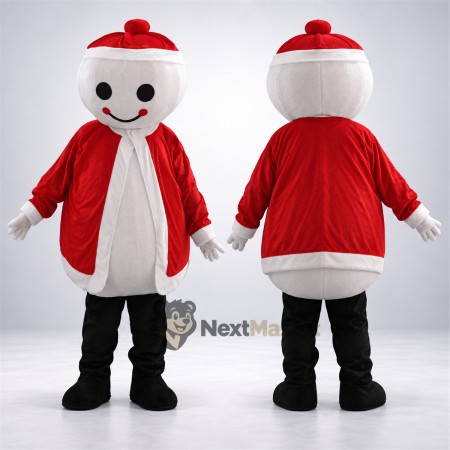 Snowman Mascot Costume - Red Coat and Black Boots Snowman Mascot Costume - Red Coat and Black Boots