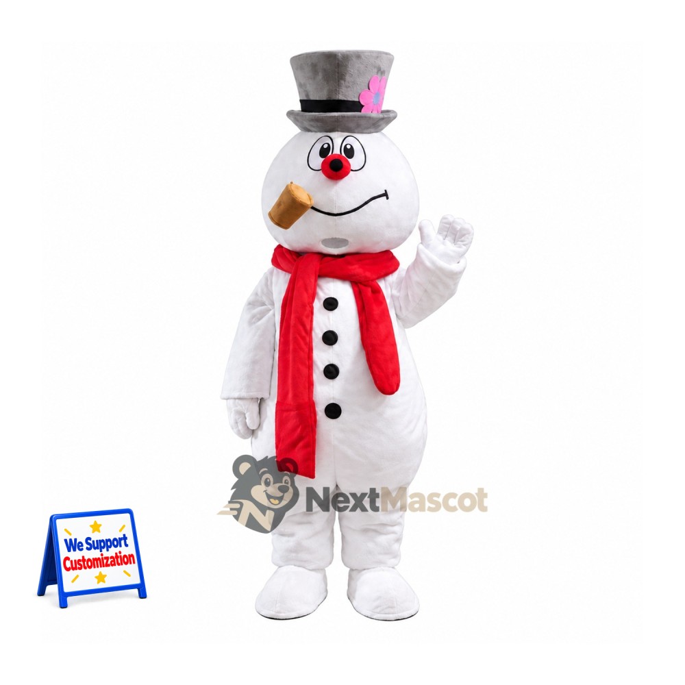 Snowman Mascot Costume - Silver Hat for Christmas Parades Snowman Mascot Costume - Silver Hat for Christmas Parades